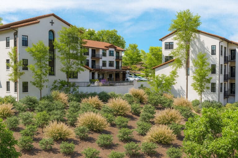 Exterior view of Villa Rotonda apartment community