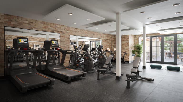 Villa Rotonda high-end gym with treadmills and free weights