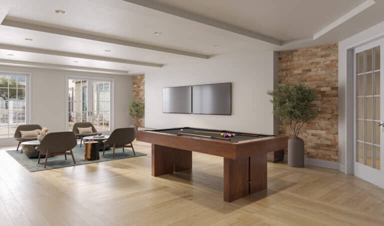 Villa Rotonda clubhouse area with pool table and seating